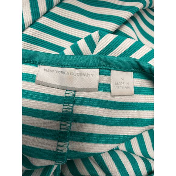 New York & Company green white stiped sleeveless dress a-line women's size Med - Picture 4 of 6
